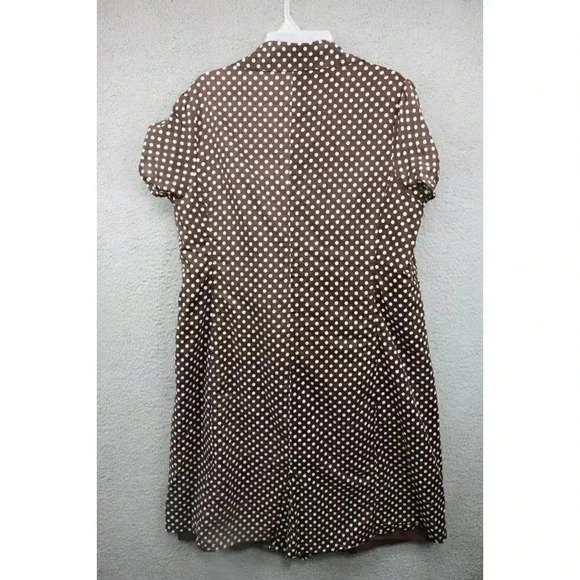 Lane Bryant A-Line Dress-Brown w/White Polka Dot-Size 18-Cap Sleeves - Picture 6 of 7